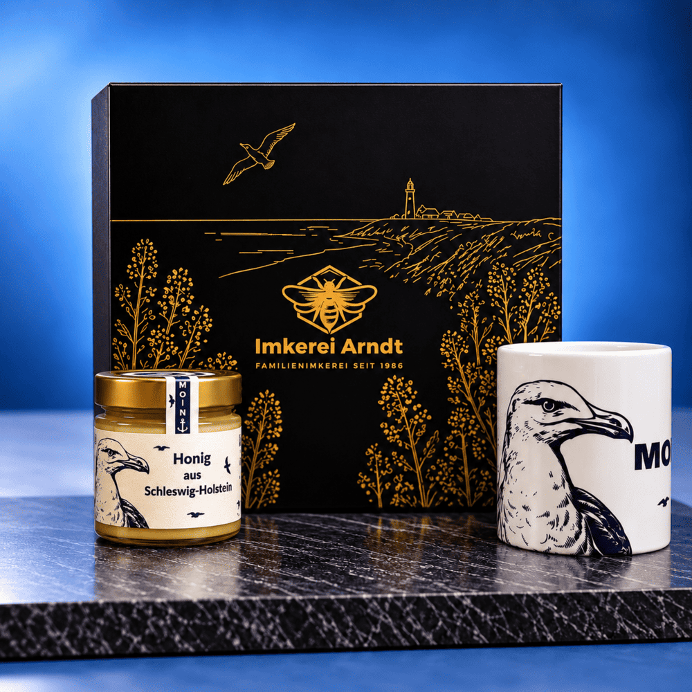 Magnet-Geschenkbox: maritimer Honig+Tasse