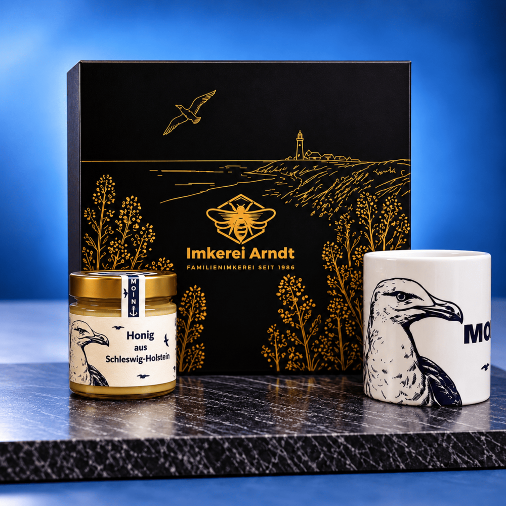 Magnet-Geschenkbox: maritimer Honig+Tasse