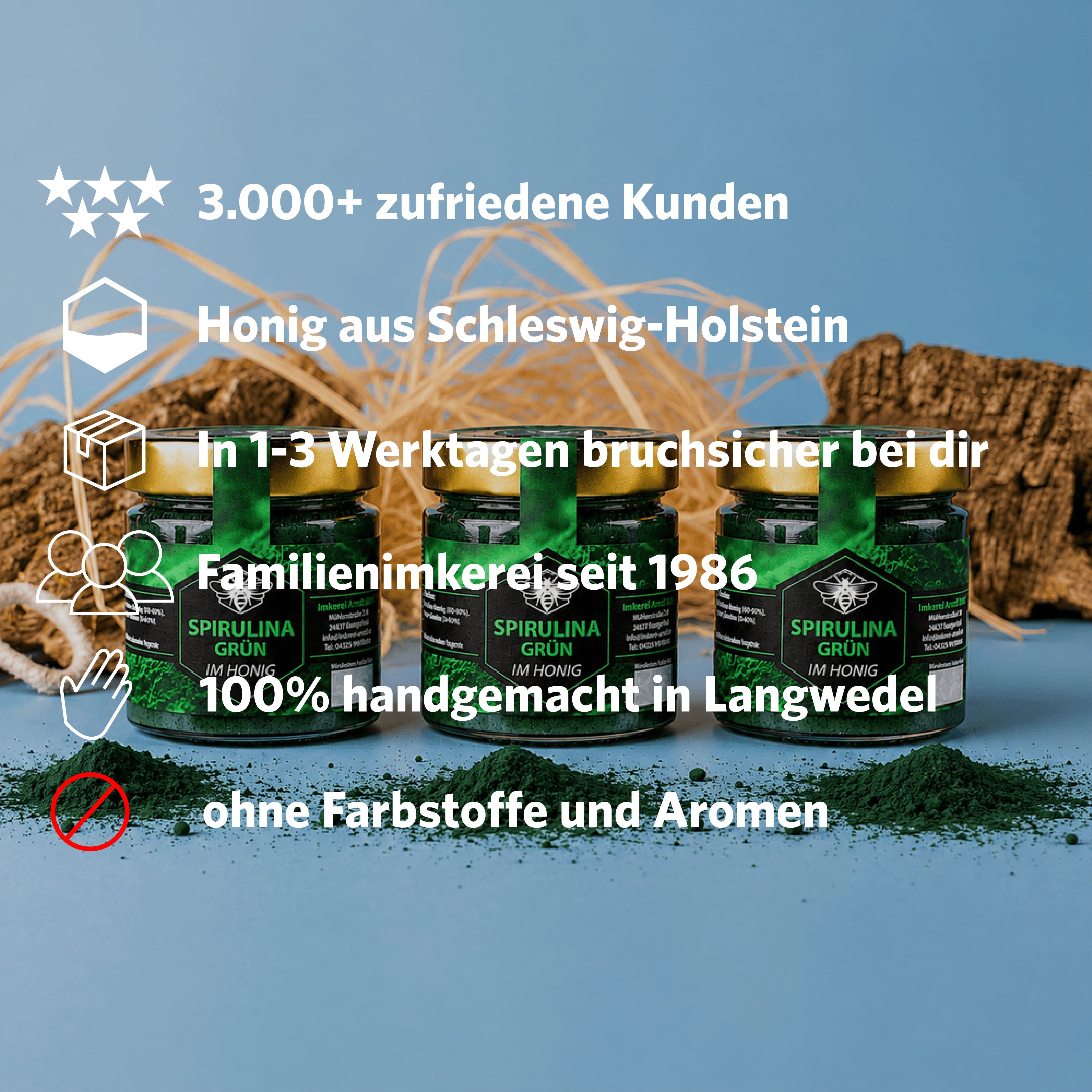 SPIRULINA GRÜN IM HONIG 250G